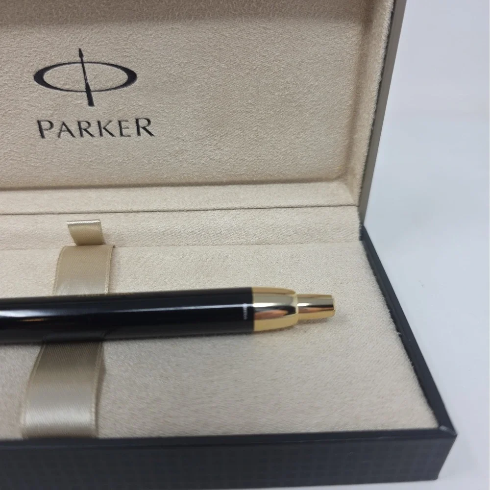 Parker Black Lacquer Gold Trim Ballpoint Pen w/ Box – Custom Baehre Real Estate